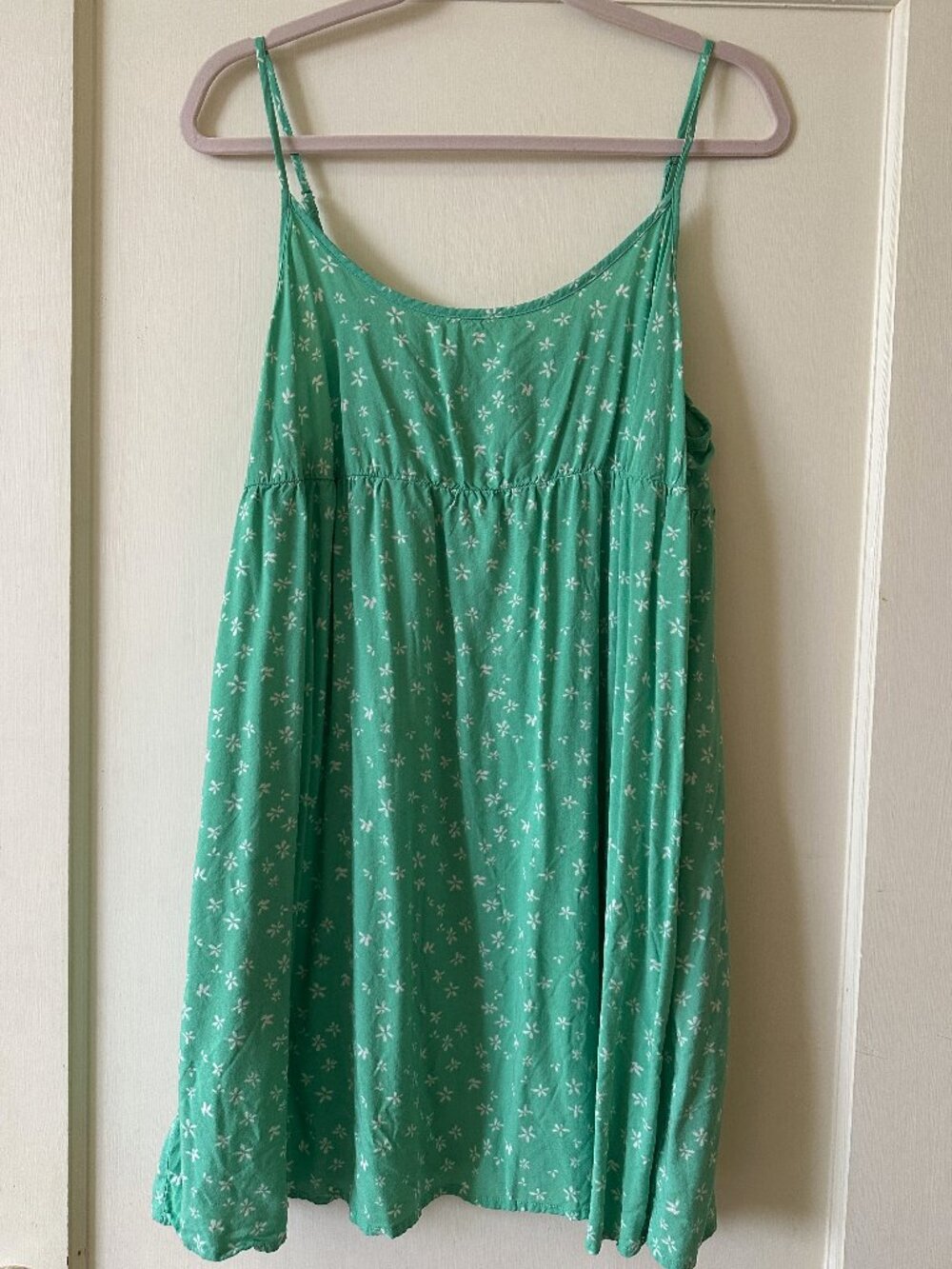 Wild Fable Womens Large Floral Mini Dress Green White Rayon Sundress
